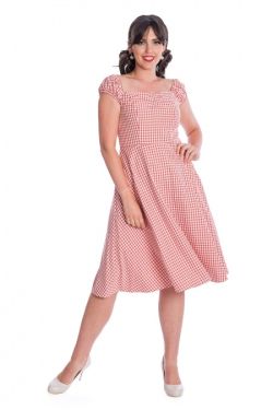 Robe rockabilly à vichy rouge années 50 femme