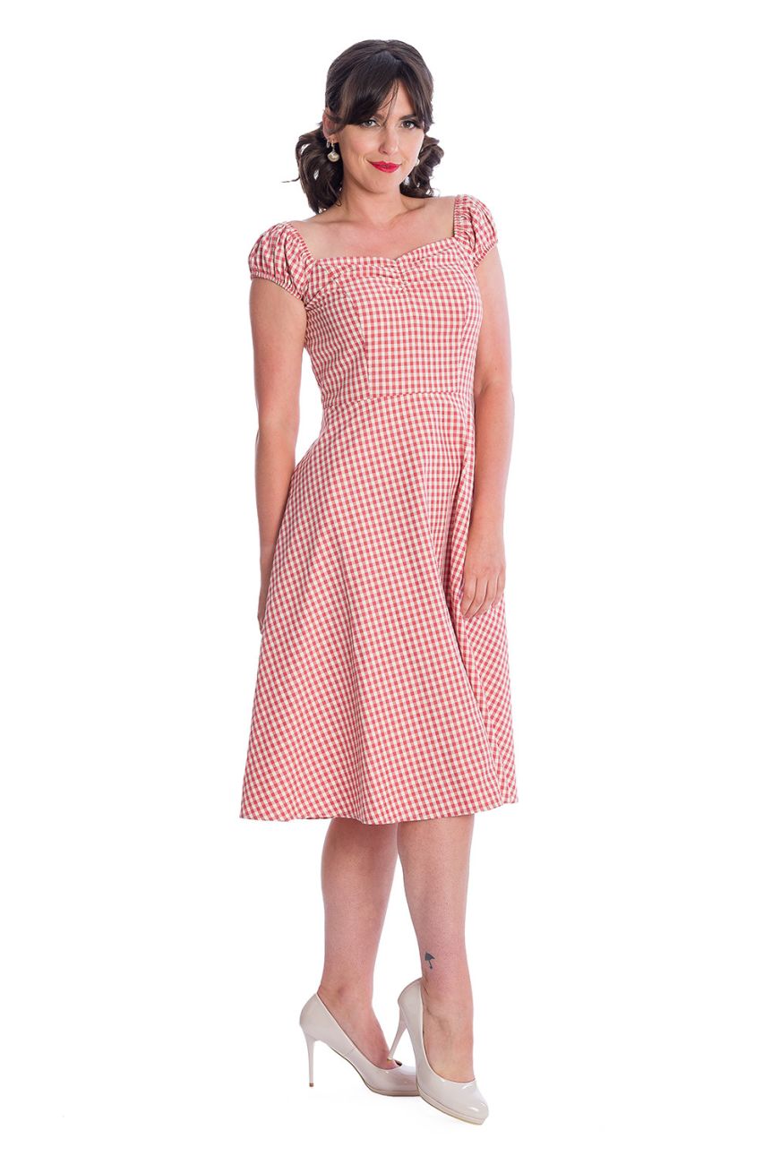 Robe retro vichy rouge guinguette 