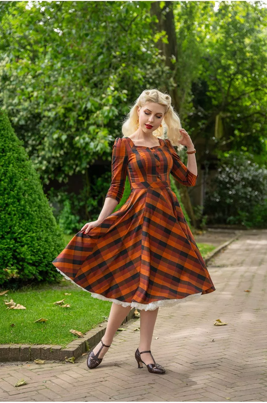 Robe retro a carreaux rusty