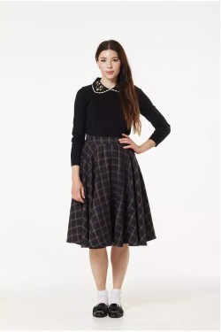 Jupe en laine tartan violet
