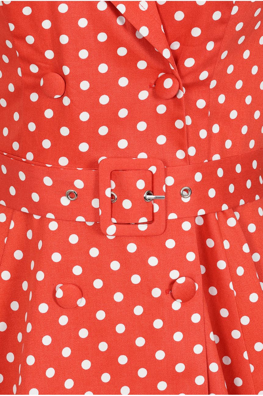 Robe rouge a pois taille haute