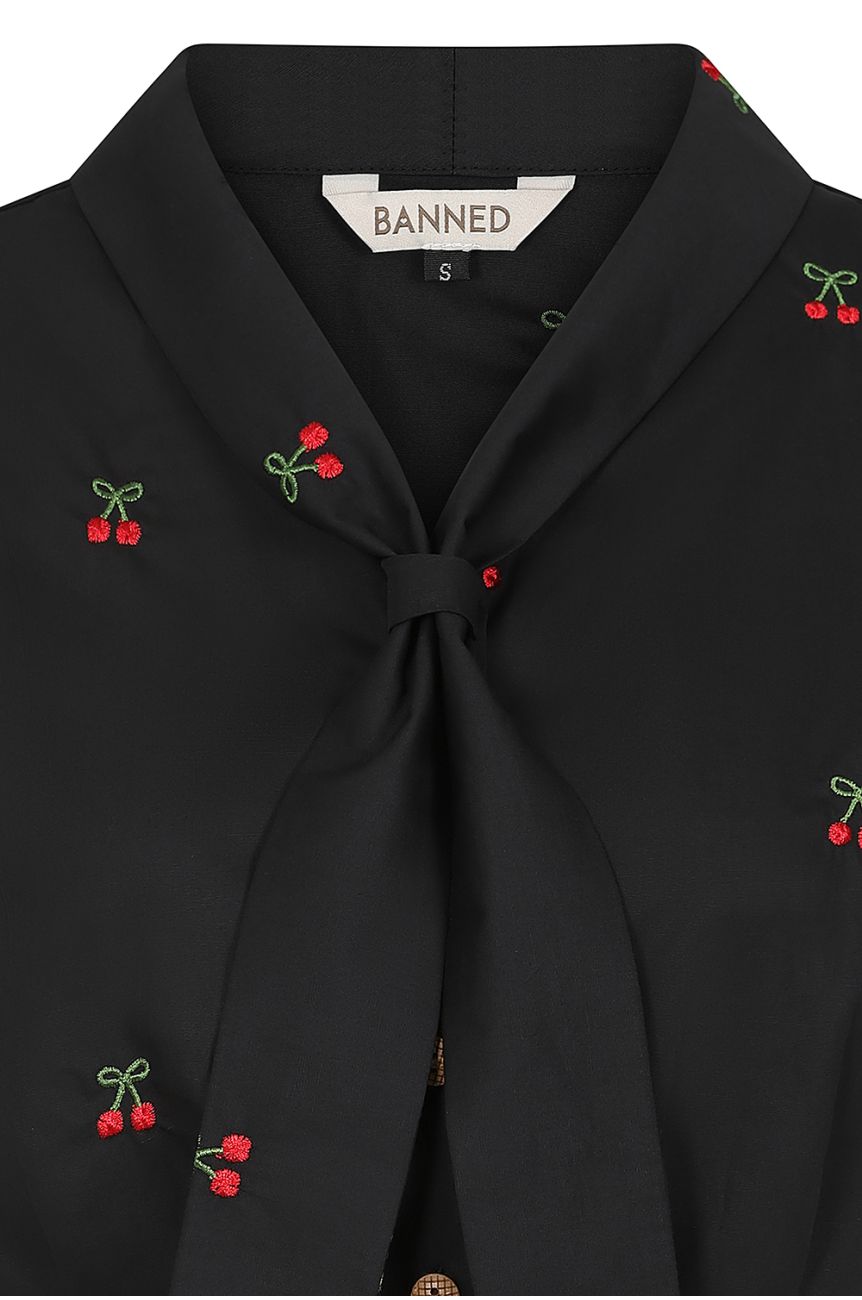 Blouse noire imprimé cerise