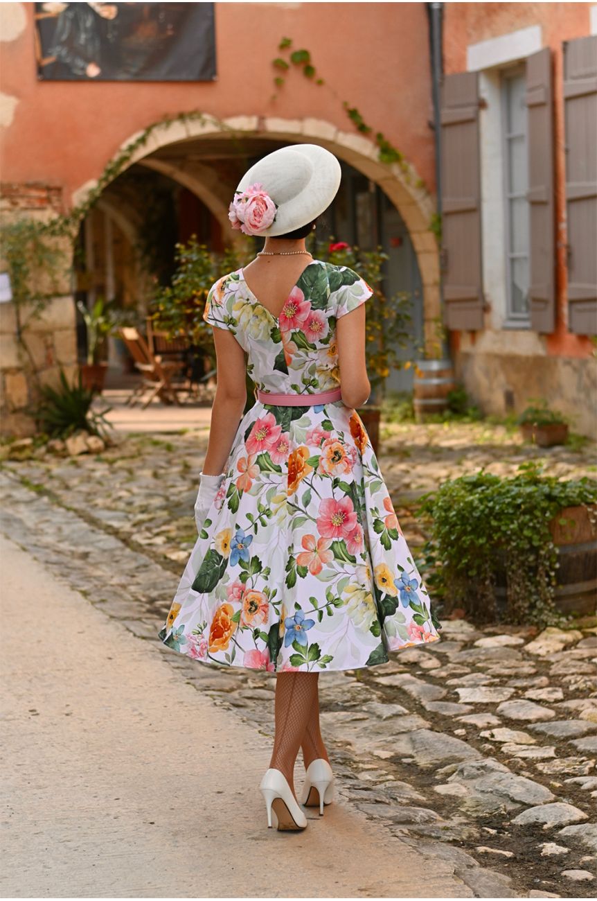 Robe a fleur évasée année 50