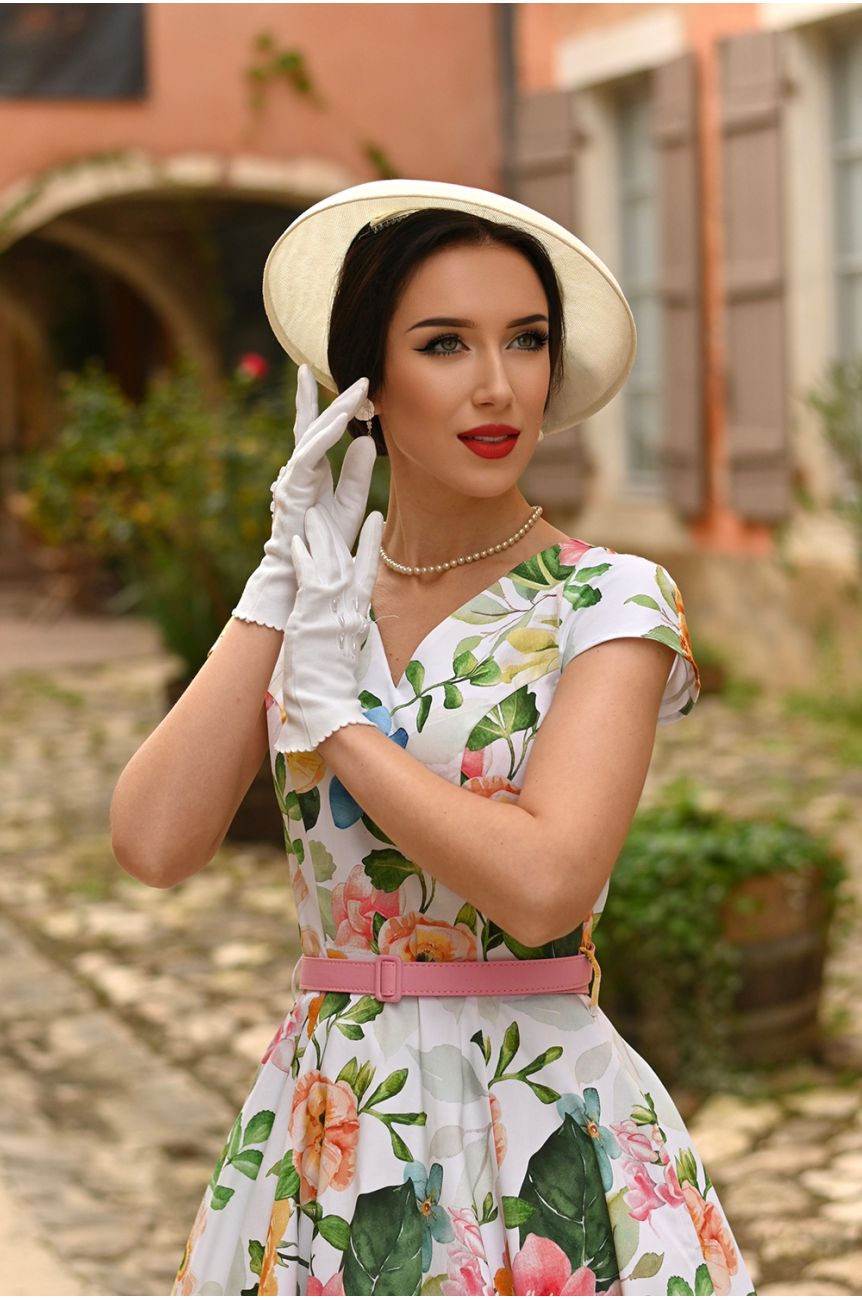 Robe a fleur évasée année 50