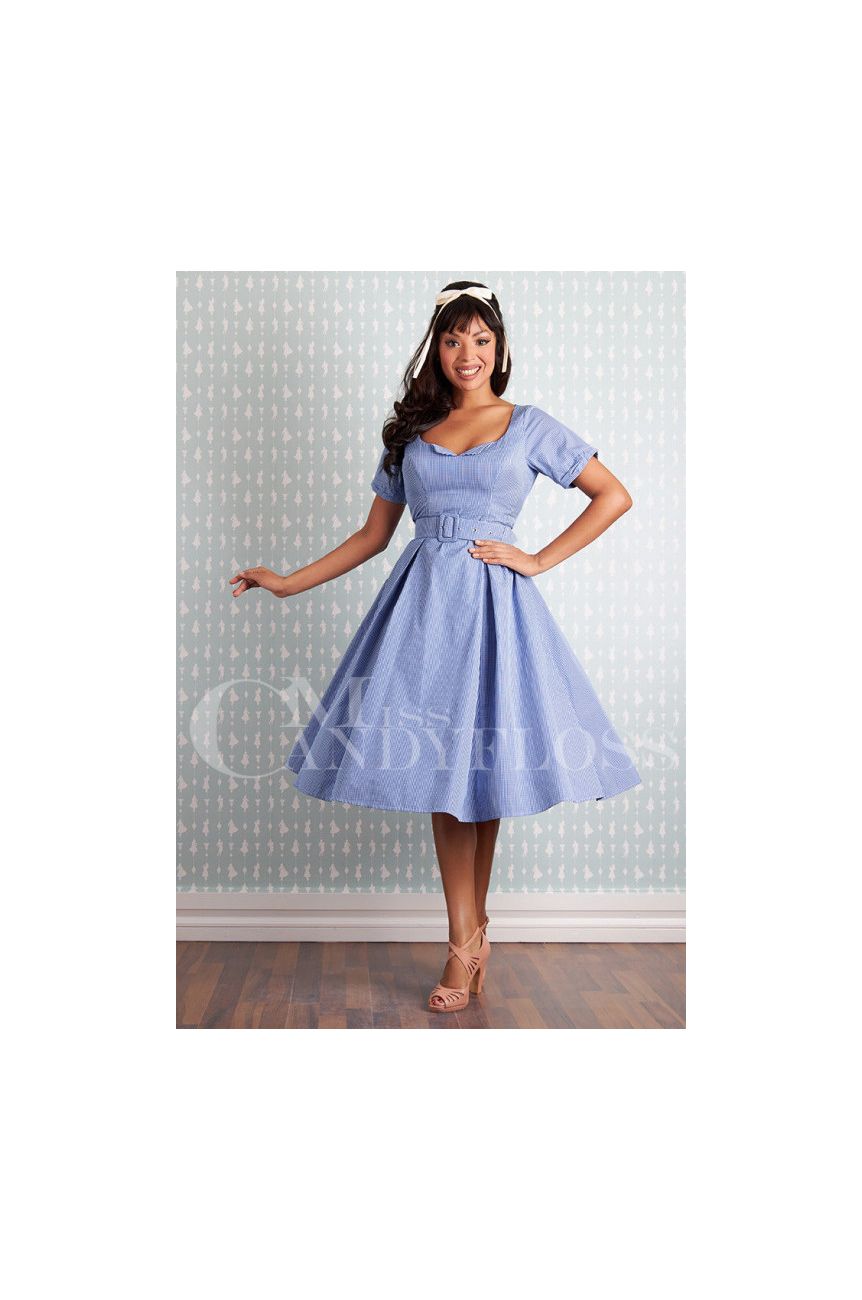 Robe années 50 vichy bleue Miss Candyfloss