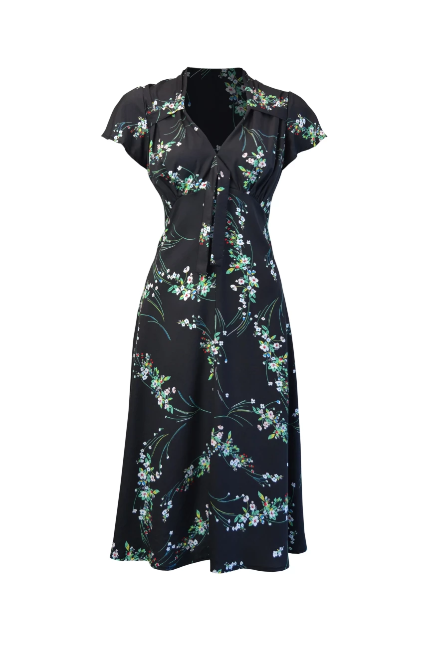 Robe vintage noire a fleurs légère