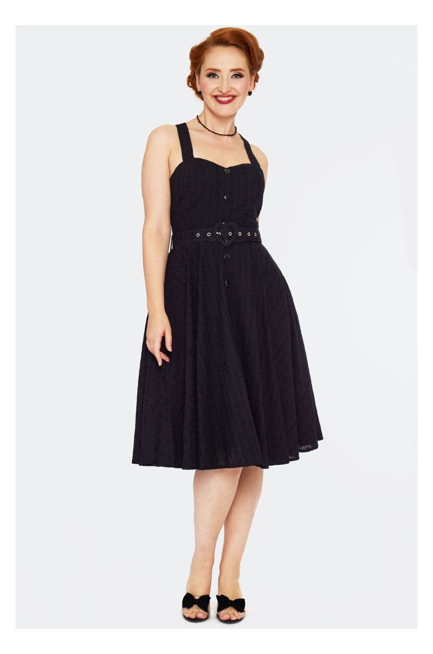 Robe pin-up noire broderie anglaise