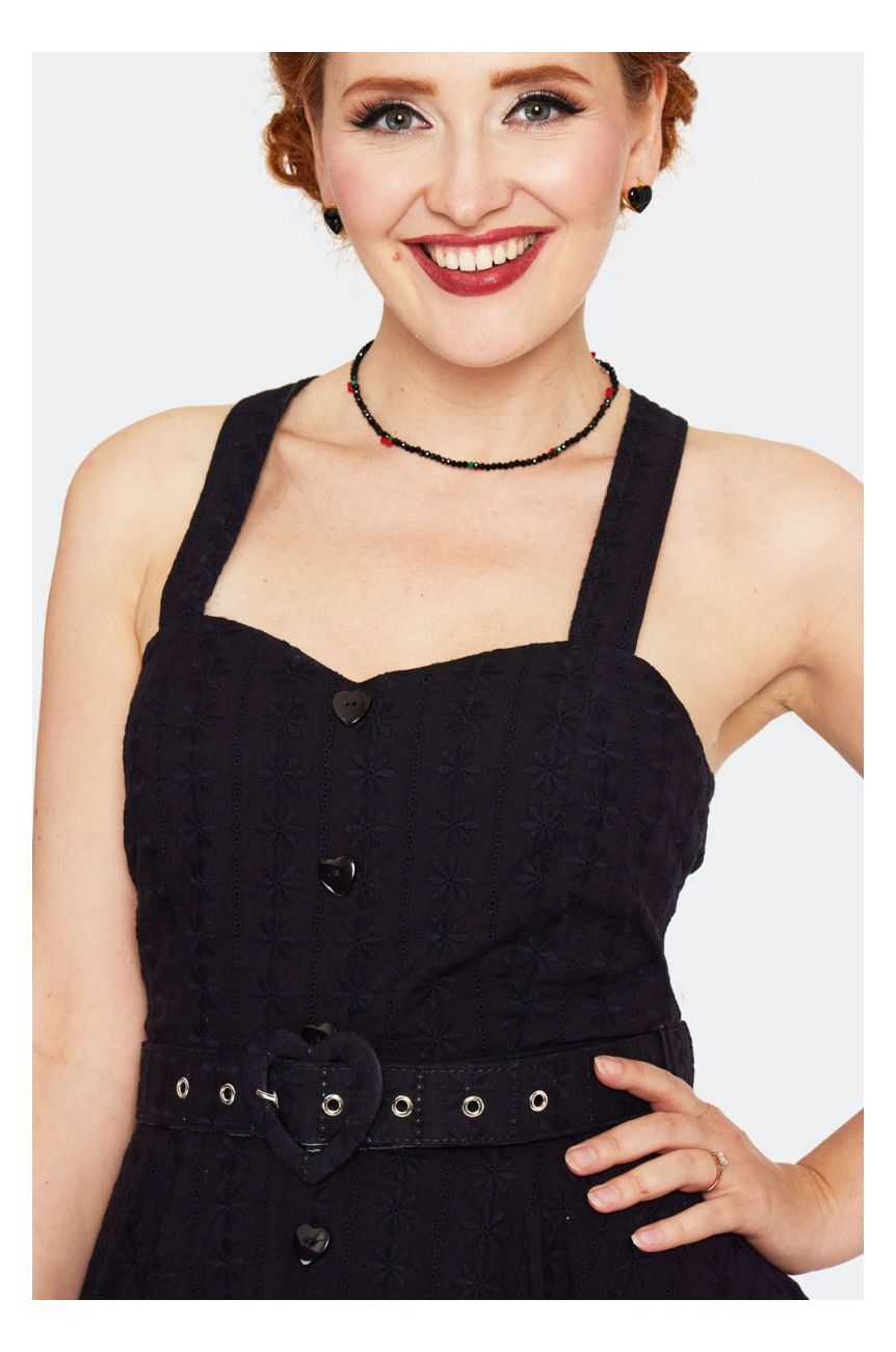 Robe pin-up noire broderie anglaise