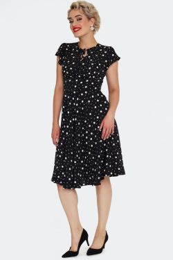 Robe rockabilly à pois noir années 50 femme