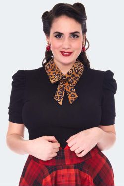 Haut rockabilly col léopard