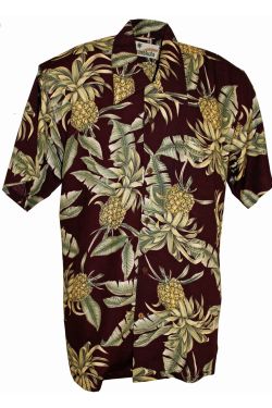 Chemise hawaïenne bordeaux ananas