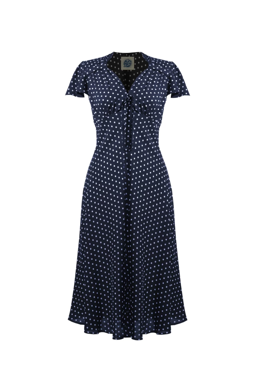 Robe a pois année 50 bleue