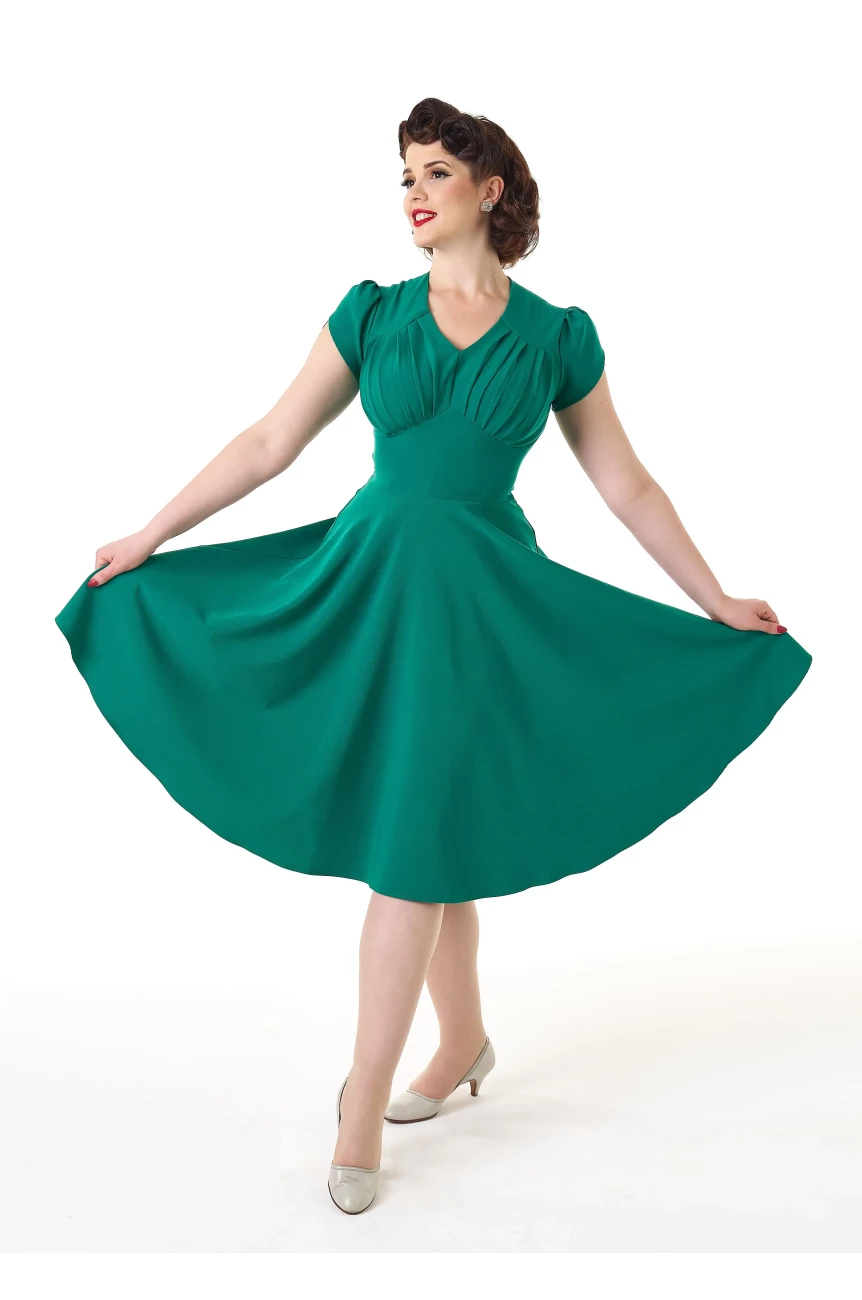 Robe pin-up verte années 40