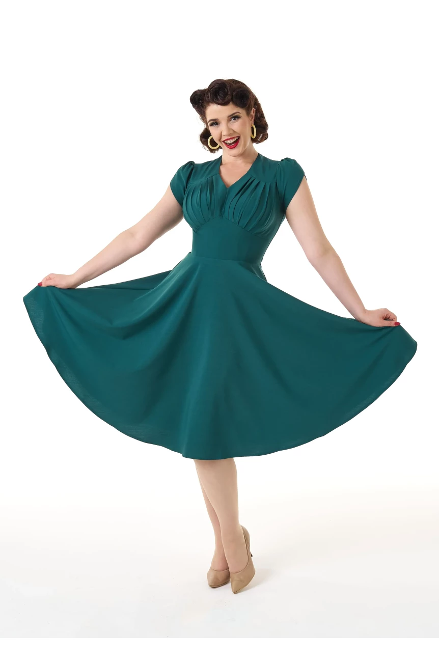 Robe annee 50 vert foncé