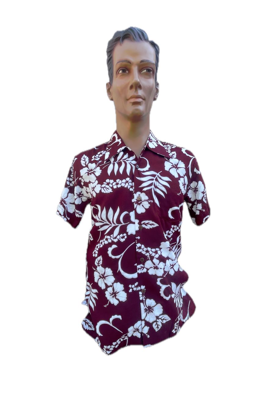 Chemise pin-up fleurs blanche années 50
