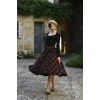 Jupe midi swing a carreaux marron