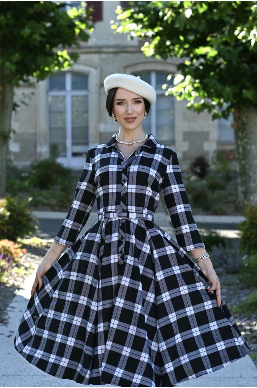 Robe chemise vintage tartan