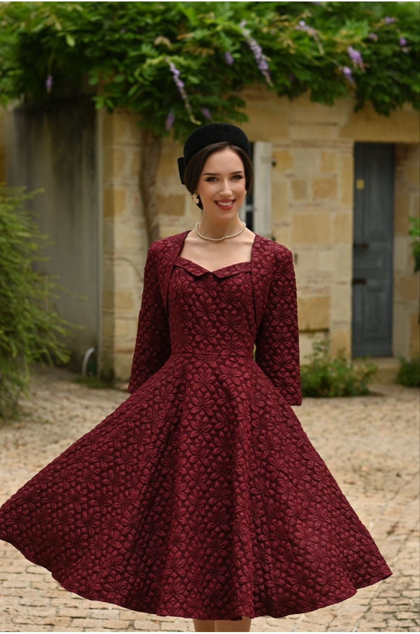 Robe hearts and roses+ bolero bordeaux