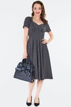 Robe annee 50 grise à pois