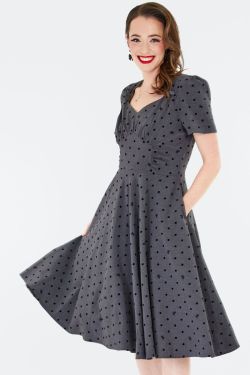 Robe vintage grise à pois