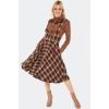 Jupe a bretelles carreaux marron style retro