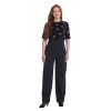 Pantalon Bretelles Femme Bleu Marine