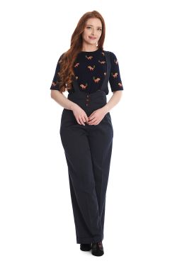 Pantalon Bretelles Femme Bleu Banned retro