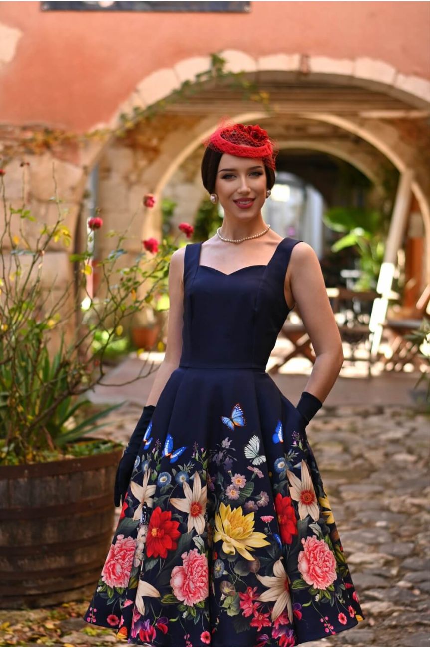 robe pin up jardin fleuri bustier jupe evasee
