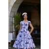Robe Vintage Fleurs Bleues Lavande - Pin-Up Swing Midi