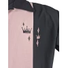 Chemise vintage Crown rayures black pink broderie couronne homme statement