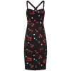 Robe annees 50 cherry print noir pois blancs dos croise elegant rockabilly