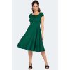 Robe vintage vert foret col fronce taille empire jupe circle elegant retro
