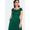 Robe pin-up vert emeraude encolure romantique froncee midi evasee annees 50