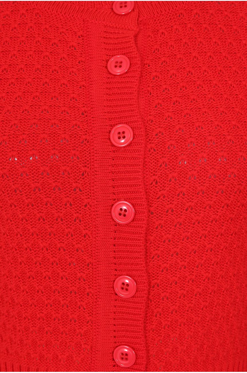 Cardigan rétro rouge 100% coton
