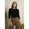 Cardigan court noir tricot ajoure manches 3/4 boutons vintage pin-up coton