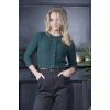 Cardigan court kaki tricot ajoure manches 3/4 boutons vintage pin-up coton
