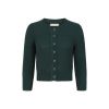 Cardigan vintage kaki tricot fantaisie ajoure coton manches trois-quarts