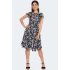 Robe noire fleurs blanches manches volant broderie anglaise vintage