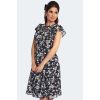 Robe vintage noire petites fleurs blanches coupe fit and flare pin-up