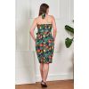 Robe exotique navy fleurs oiseaux paradis halter dos nu crayon vintage