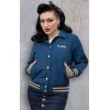 Veste college femme broderie rockabilly bandes cote tricolores vintage
