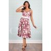 Dos robe mauve pin-up fleurs cerisier magnolias decollete V jupe swing Miss Candyfloss