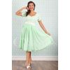 Robe vert menthe corsage dentelle jupe swing mousseline ceinture blanche pin-up vintage