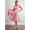 Robe rose poudre uni swing plisse corsage sweetheart ceinture assortie pin-up Miss Candyfloss