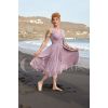 Dos robe mauve swing plisse fluide ceinture assortie Miss Candyfloss style retro rockabilly