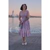 Robe vintage fleurie violette Miss Candyfloss, jupe évasée plissée et ceinture assortie, fabrication européenne
