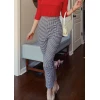 Pantalon gingham noir blanc taille haute crayon capri vintage pin-up