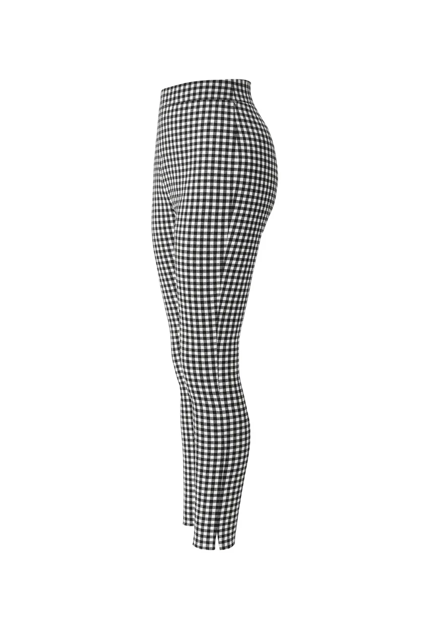 Pantalon gingham noir blanc taille haute pin-up années 50 coupe crayon