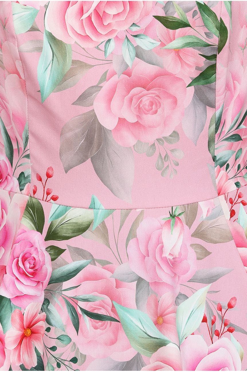 Robe fleurie rose tendre roses generosite bouquet swing pin-up femme vintage chic