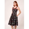 Robe noire fraises marguerites libellules swing noeuds rouges Hell Bunny rockabilly